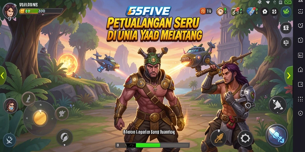 Gameplay seru di 55FIVE saat menjelajahi dunia petualangan.