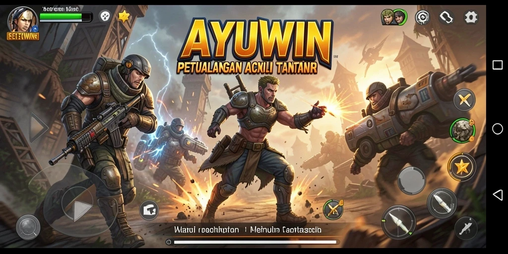 Tampilan dinamis gameplay AYUWIN dengan aksi yang mendebarkan.