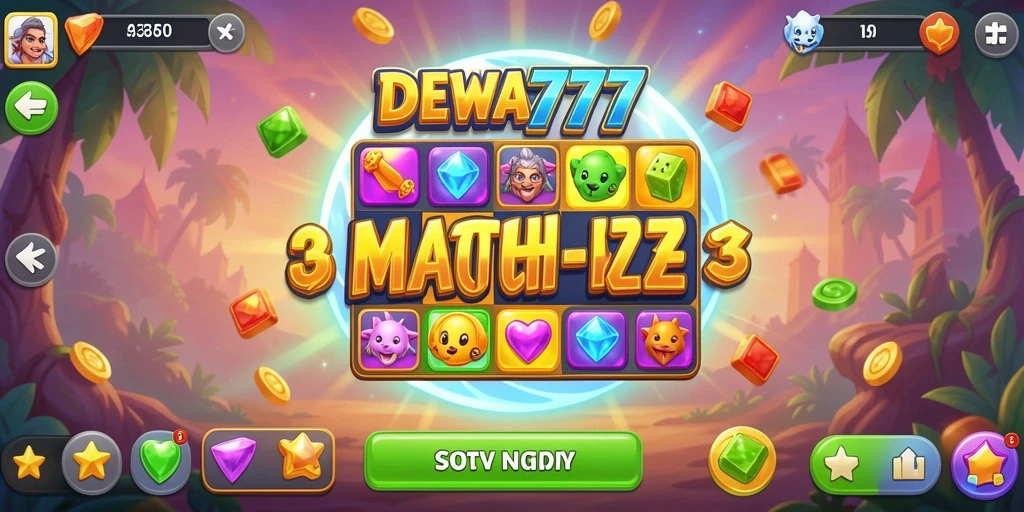 Screenshot gameplay DEWA777 menampilkan tantangan Match-3 yang seru.