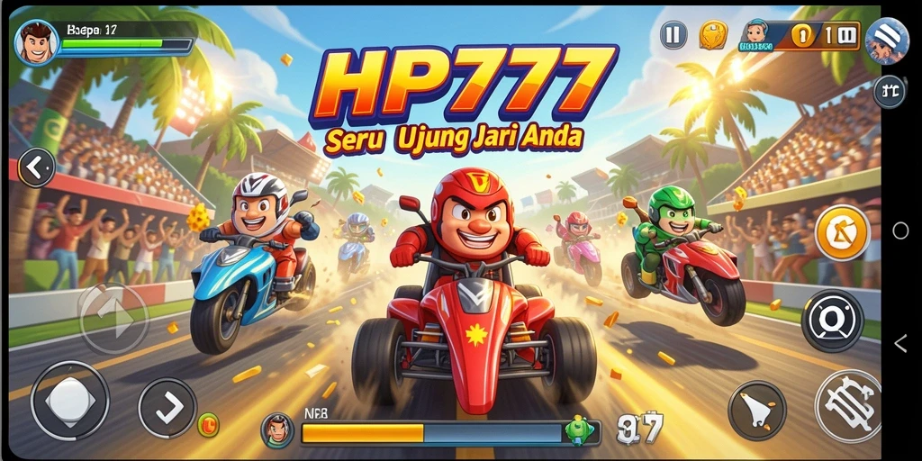 Tampilan gameplay balapan yang mendebarkan dan realistis di HP777.