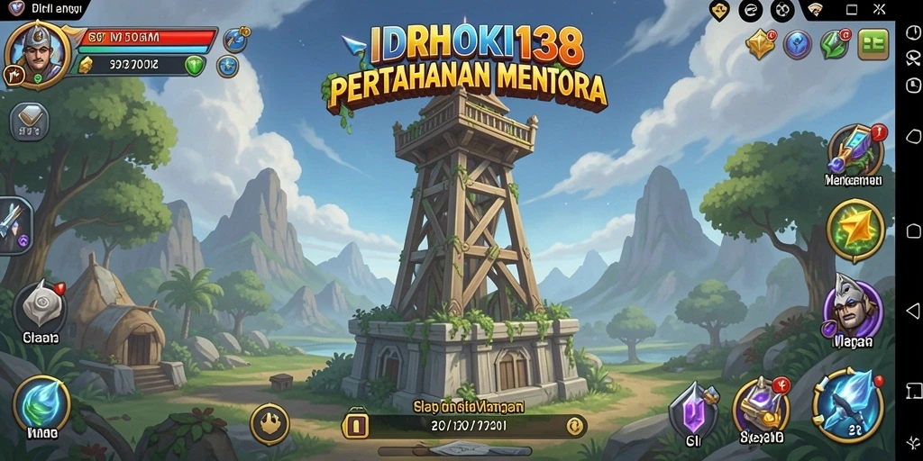 Screenshot utama IDRHOKI138 menampilkan gameplay Tower Defense yang menarik.