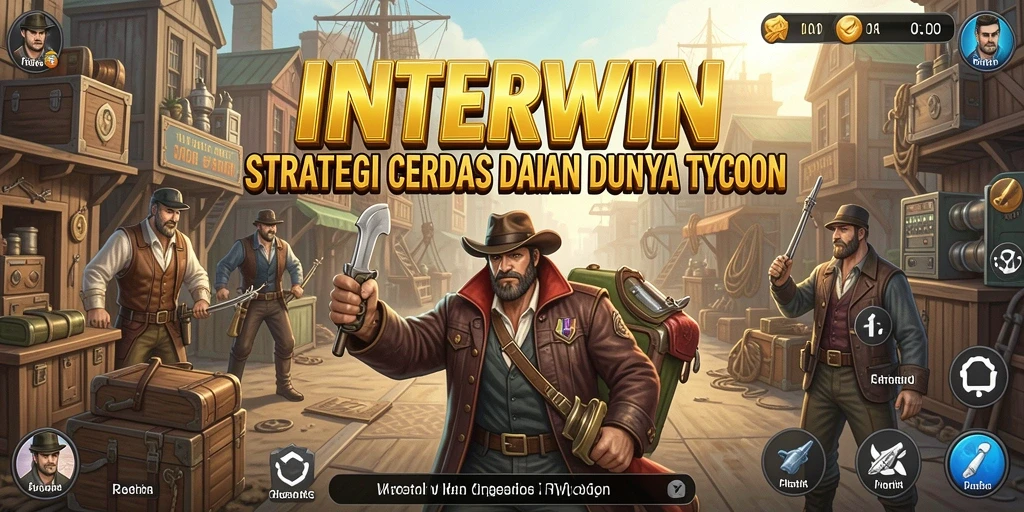 Screenshot INTERWIN menampilkan pemain yang membangun kerajaan bisnis di dunia Tycoon.