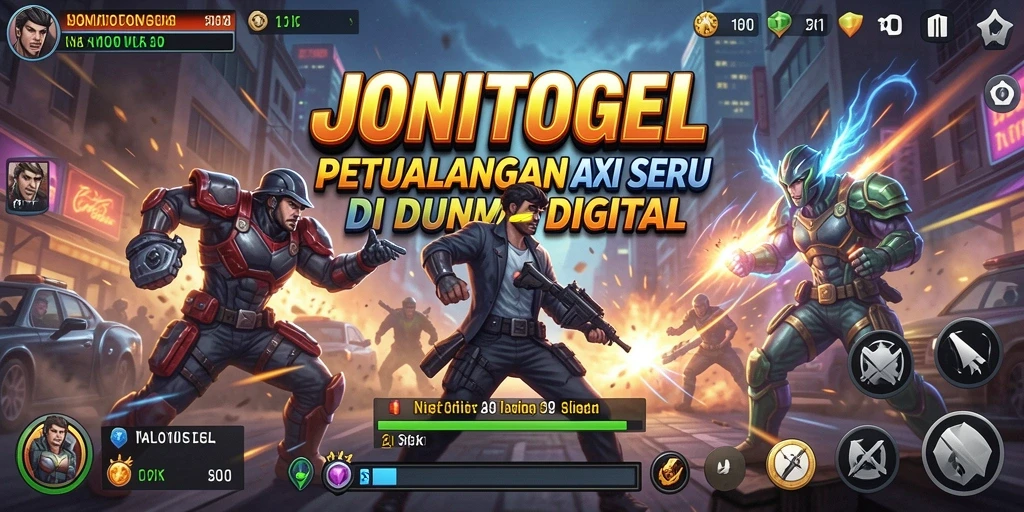 Tampilan aksi seru di JONITOGEL saat karakter bertarung.