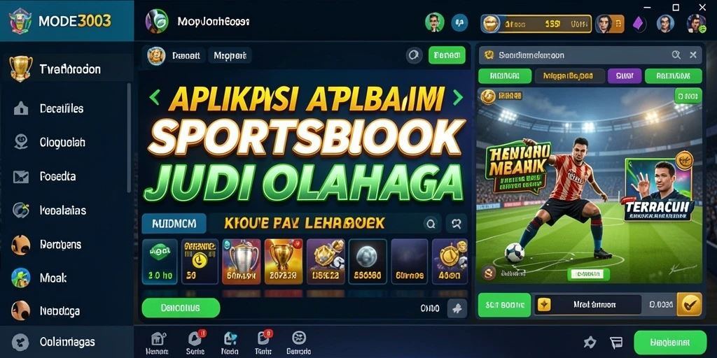 Tampilan aplikasi MODE303 saat melakukan taruhan olahraga.