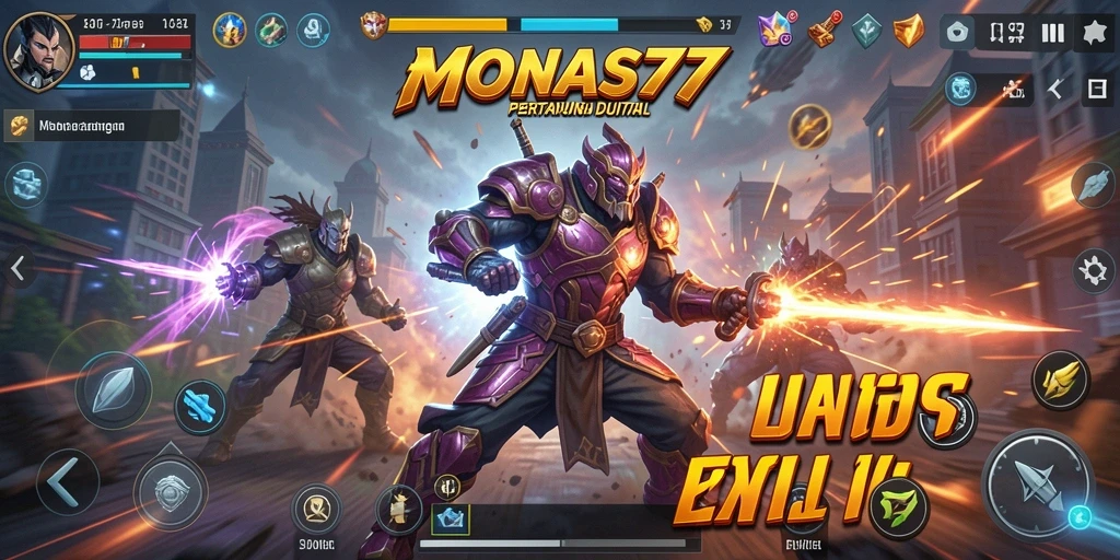 Screenshot dari gameplay MONAS77 yang menampilkan pertarungan seru antara karakter.