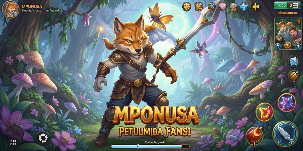 Tampilan gameplay MPONUSA dengan pemandangan dunia penuh petualangan.