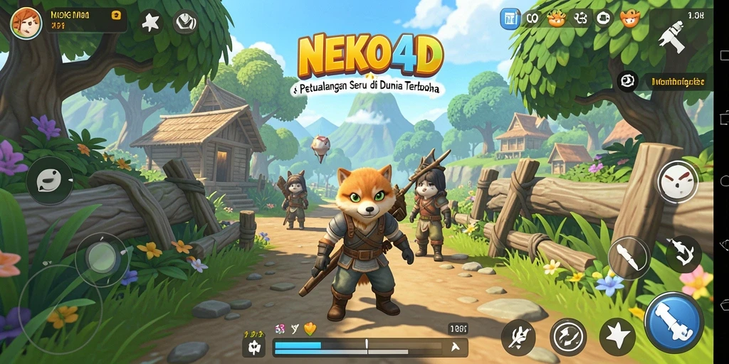 Screenshot gameplay NEKO4D menunjukkan petualangan yang seru di dunia terbuka.