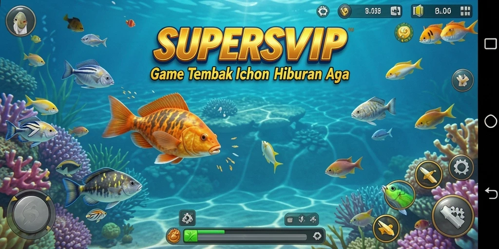 Tangkapan layar utama gameplay Tembak Ikan SUPERSVIP yang menegangkan.