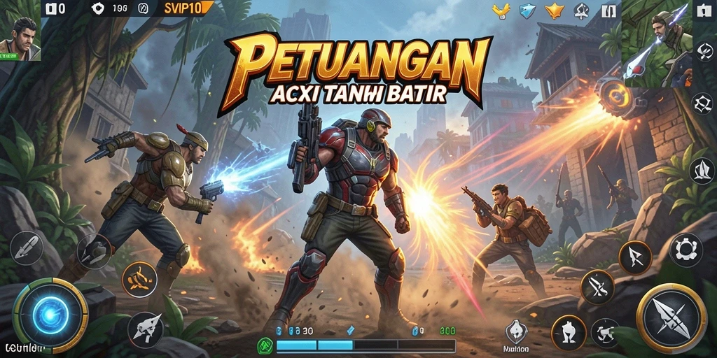 Screenshot gameplay SVIP10, menampilkan aksi seru di medan pertempuran.